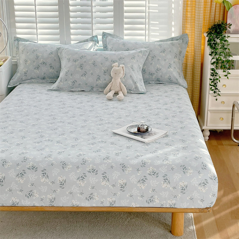 纯棉床笠单件田园印花全棉防滑床单三件F套床垫套定制2.0米床罩1.