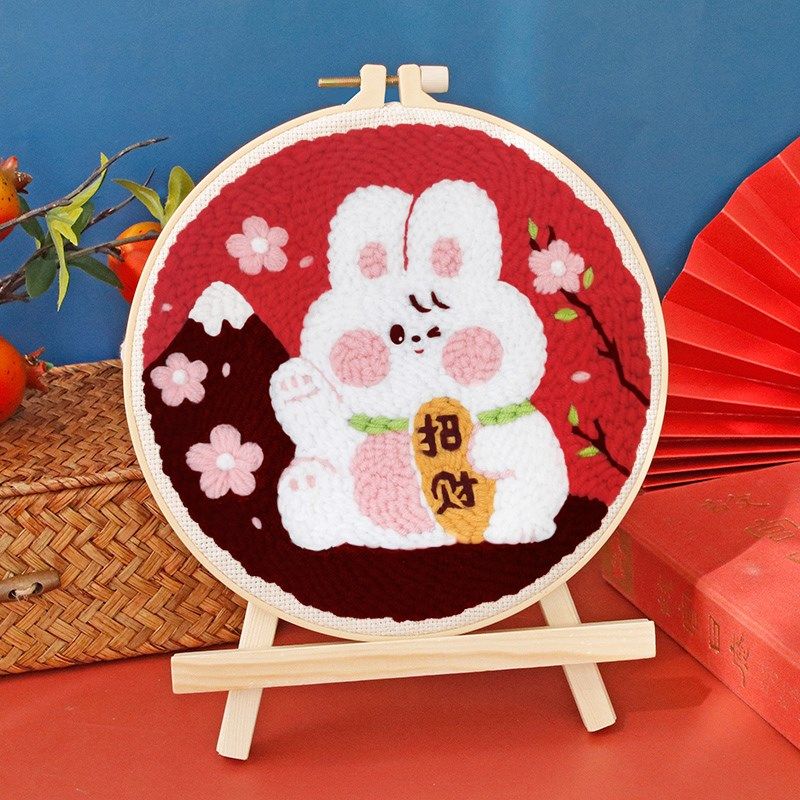 俄罗斯戳戳绣DIY手工课材料包儿童戳H针刺绣卡通兔兔毛线绣戳戳乐,居家布艺,戳戳绣,淘宝优惠券,粉丝福利购,淘宝优惠卷
