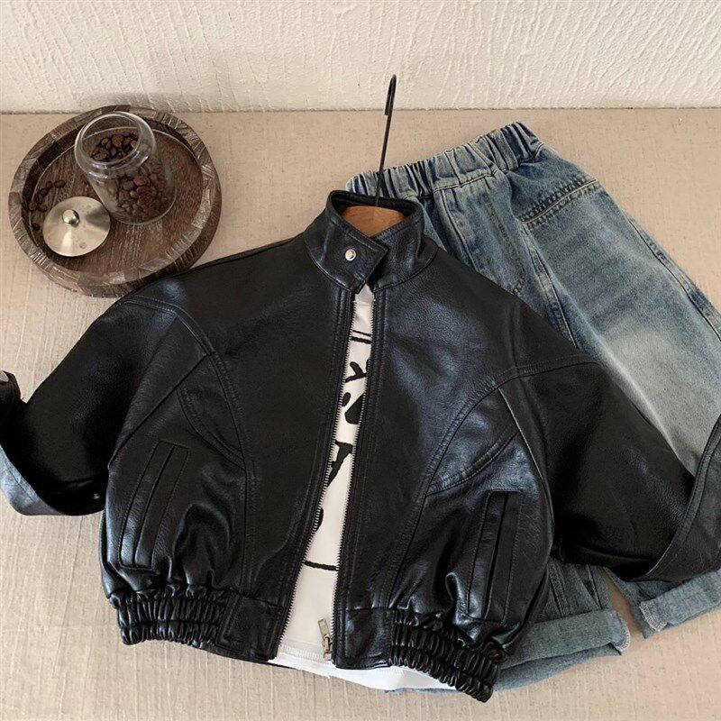 儿童皮衣2025秋季新r款童装韩版男女童痞帅港风机车服潮酷夹克洋