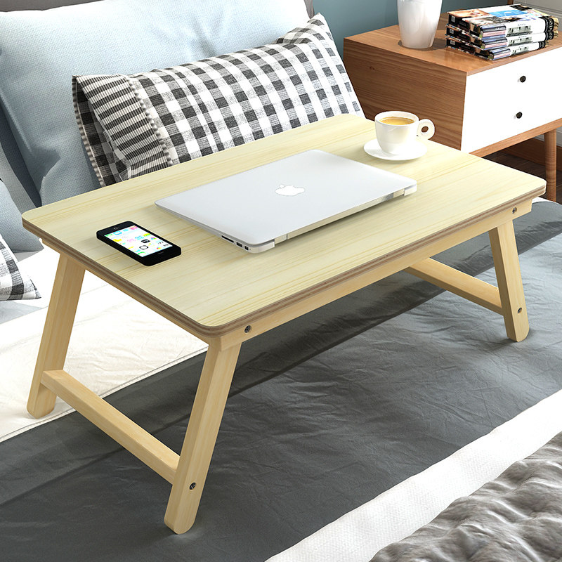 寝室宿舍笔记本电脑桌床上用w懒人桌实木大号可折叠学习小书桌子