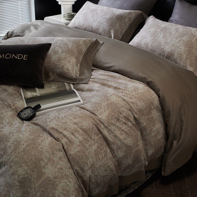 轻奢秋冬1e20S天丝棉磨毛四件套纯棉复古美式被套床单加厚保暖床