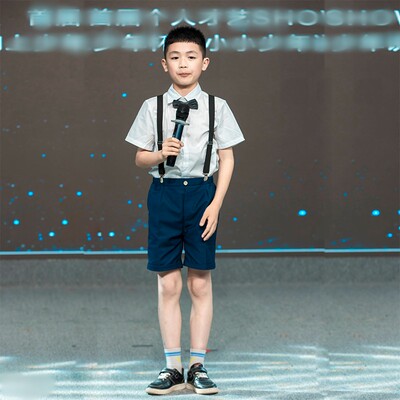男童朗诵b演出服演讲礼服表演儿童小主持人服装男孩口才比赛套装