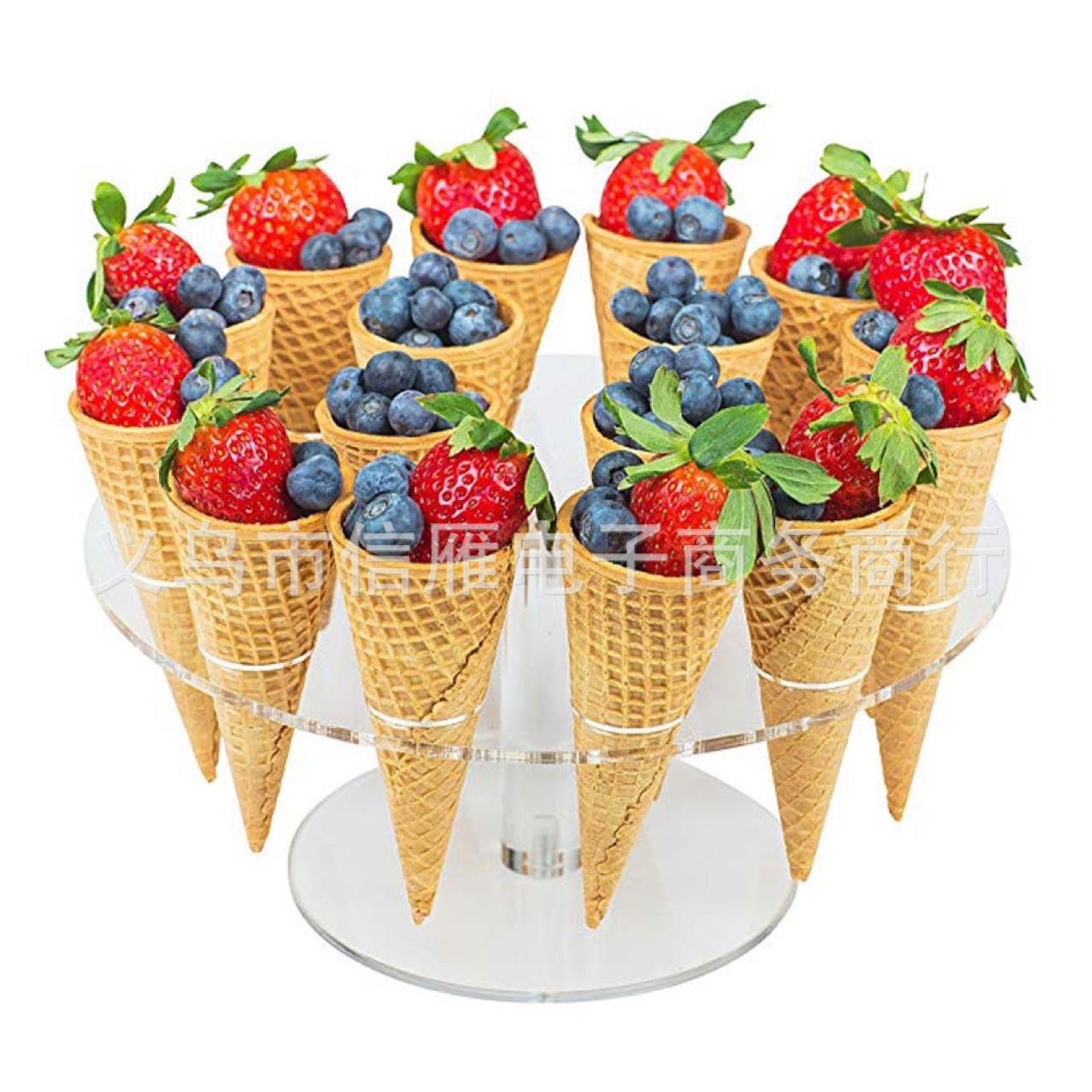 16孔透明亚克力冰淇淋蛋筒支架 爆米花摆放支架 ice cream stand