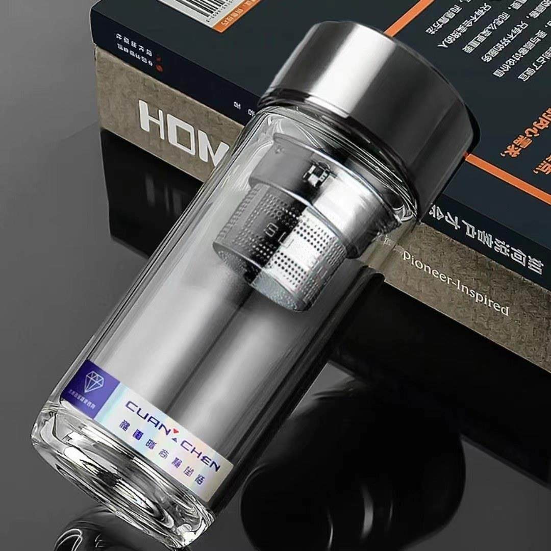 男款水杯高硼硅玻璃杯高档双层加厚茶杯车载便携耐热防爆玻璃杯子,餐饮具,玻璃杯,淘宝优惠券,粉丝福利购,淘宝优惠卷