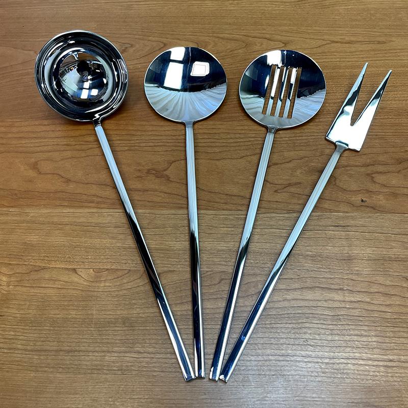 小众高品！出口18/10不锈钢棒料大汤勺西式圆头煎铲漏铲大肉叉子