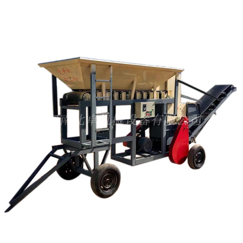 大型移动土壤粉碎机 冻土高速锤刀式粉碎机 营养土轮胎拖车粉碎机