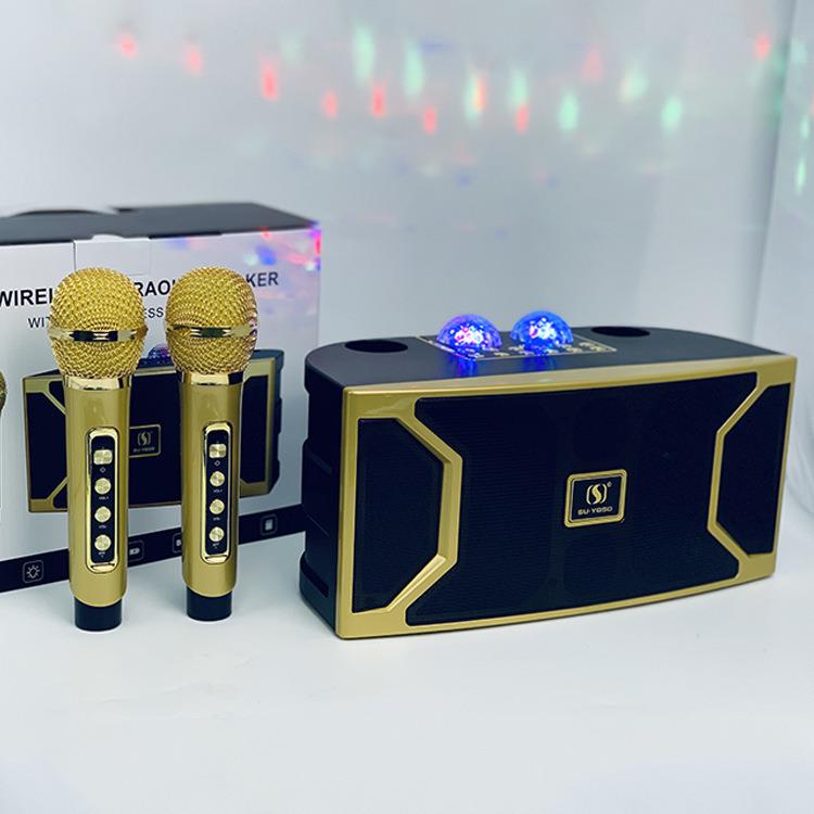 新款YS-211蓝牙音箱大功率K歌家用多功能重低音炮音响带无线麦LED
