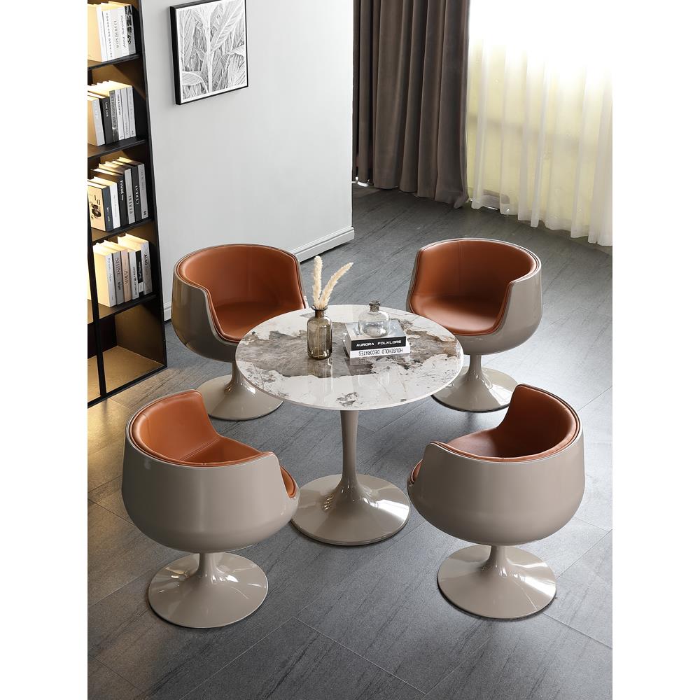 岩板洽谈桌椅组合圆形大理石创意现代售楼处会客谈判休闲接待桌