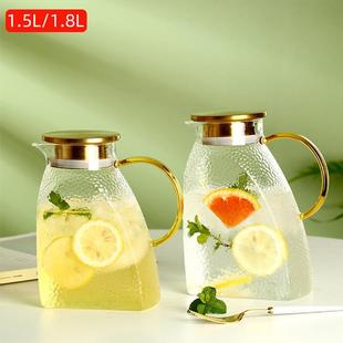 新款 果汁饮料耐热玻璃壶 锤纹冰箱凉水壶 大容量家用高硼硅冷水壶