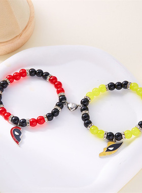 速卖通TEMU热卖死侍金刚狼手链百搭款水晶猫眼石磁铁相吸情侣手链