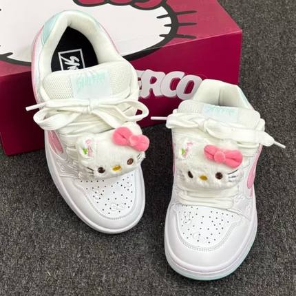冬季爆款Hello Kitty可爱面包鞋女学生休闲小白鞋蝴蝶结装饰板鞋
