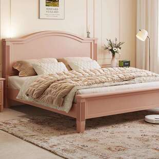 莫兰迪粉北欧现代简约大床主卧一米八家用主卧双人床带储物实木床