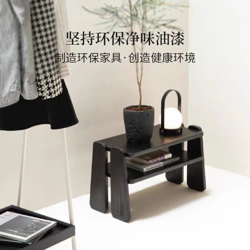 北欧实木换鞋凳黑色进门口穿鞋凳软包坐垫可坐式入户双层收纳凳子