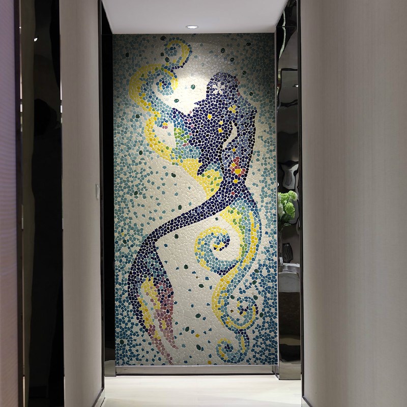 彩色陶瓷碎石马赛克拼图背景墙瓷砖不规则瓷片图案定制园林景观砖