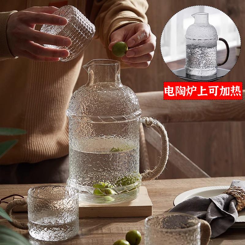 锤纹凉水壶高硼硅玻璃耐高温大容量白开水瓶家用复古泡茶壶冷水壶
