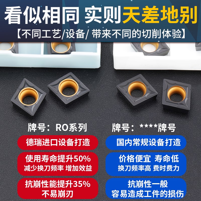 升级款数控菱形镗刀片ccmt09t304/08不锈钢件硬质合金车刀头刀粒