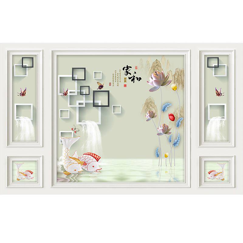 定制家和竹木纤维集成墙板电视背景墙3D立体客厅沙发快装护墙板画