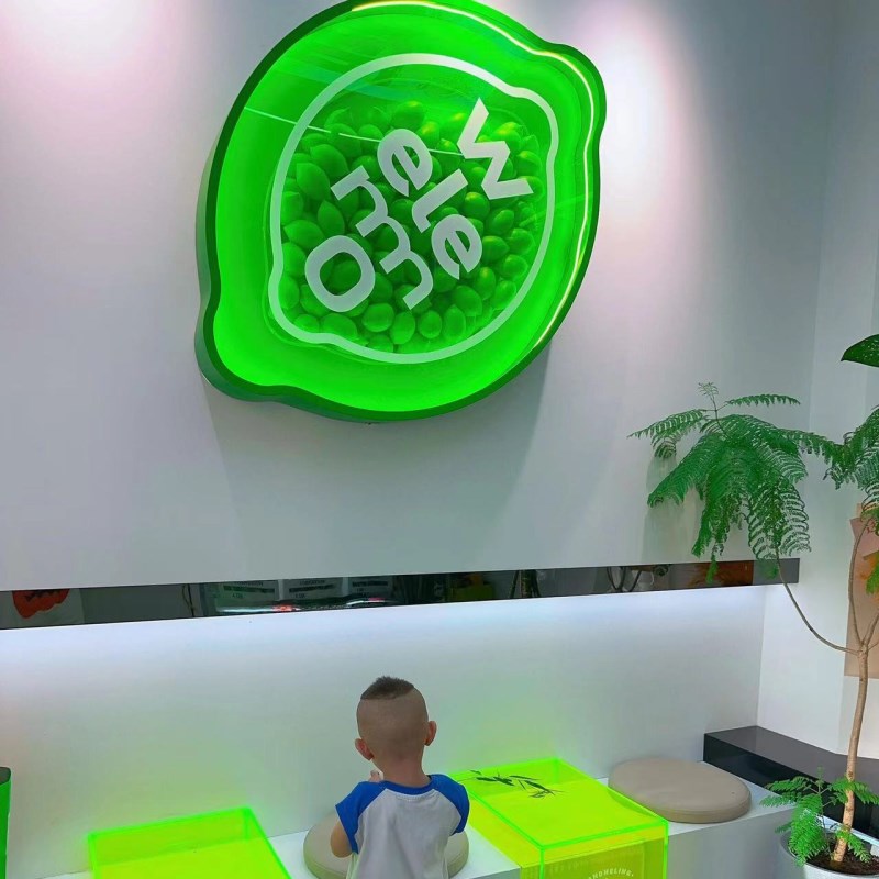 门头招牌柠檬模型灯箱广告牌奶茶店背景墙定制立体柠檬茶发光灯牌