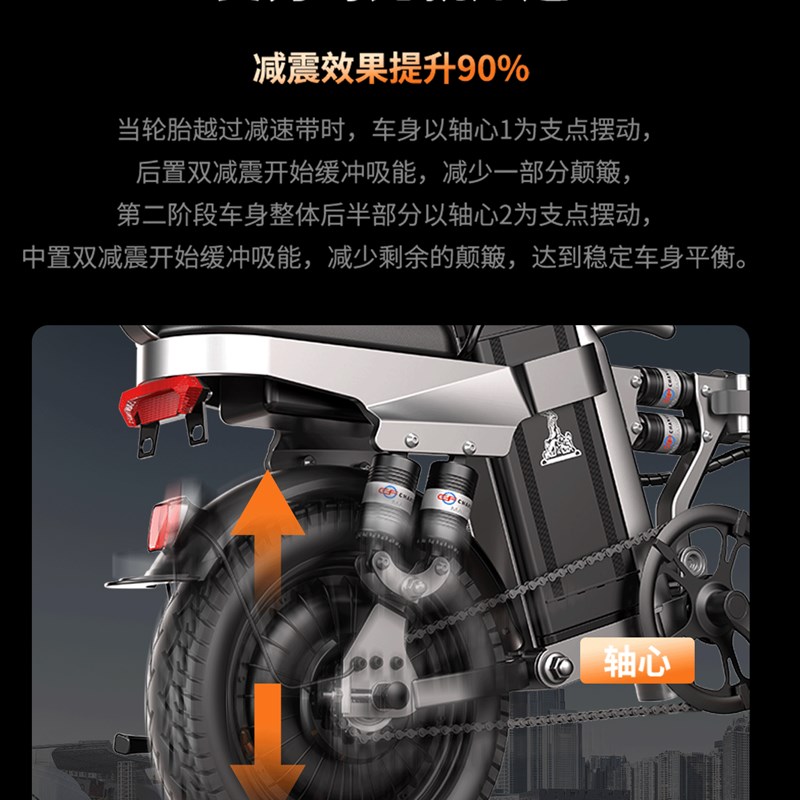 五羊折叠电动自行车小型代驾车超轻便携代步助力新国标锂电电瓶车
