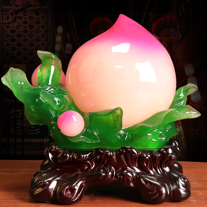 祝寿寿桃摆件礼品送长辈的中式摆件 树脂寿桃桌面摆件中式风格福