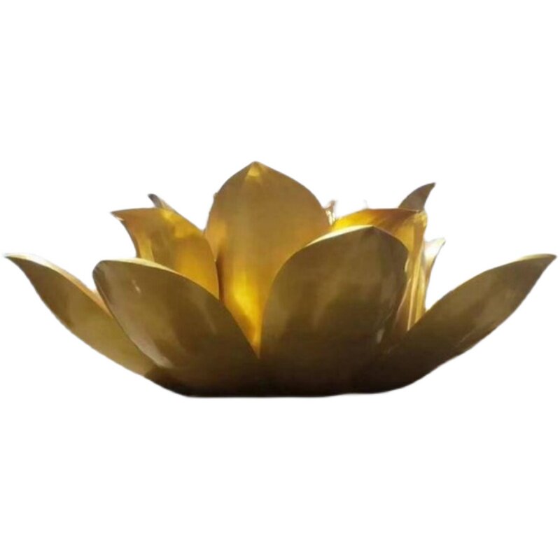 定制不锈钢白钢景观莲花荷叶广场小区水景装饰摆件创意植物雕塑