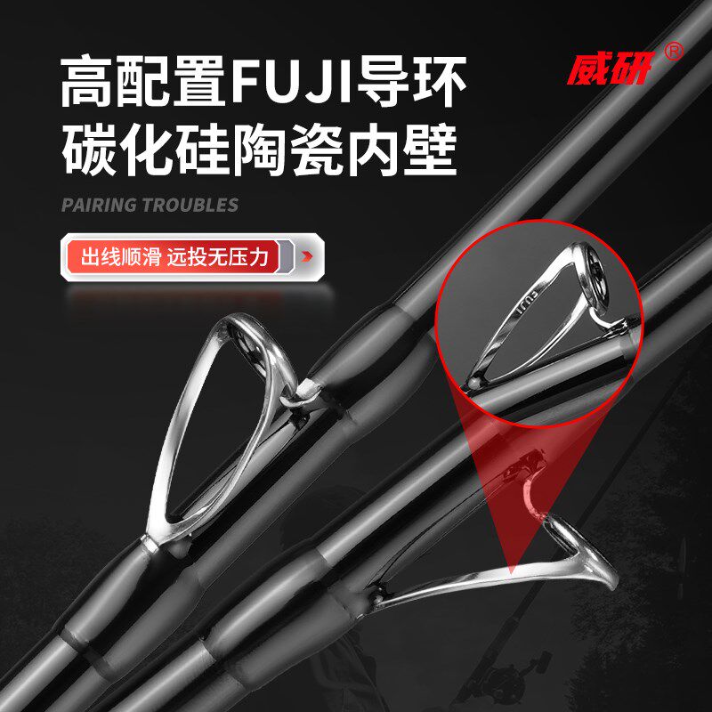 威研海筏竿1.5-1.73米富士导环ax筏钓杆近海船排筏黑鲷桥筏竿套装