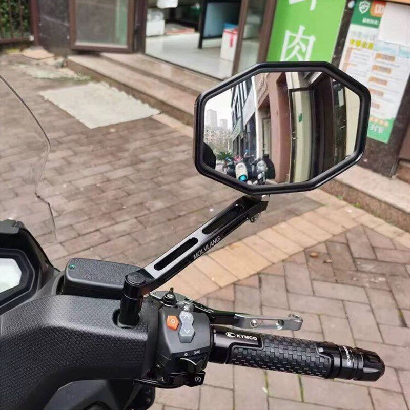 皇王冠摩托车后视镜超广角大视野电动踏板通用倒车反光镜改装配件