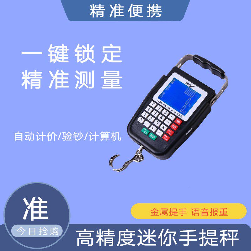 带语音自动计价手提电子秤充电弹簧秤小型手拿便携式高精度迷你秤