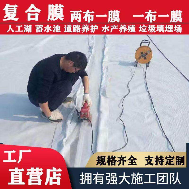 辽宁复合土工膜两布一膜鱼塘护坡水库景观化工防渗防水防漏复合膜图片