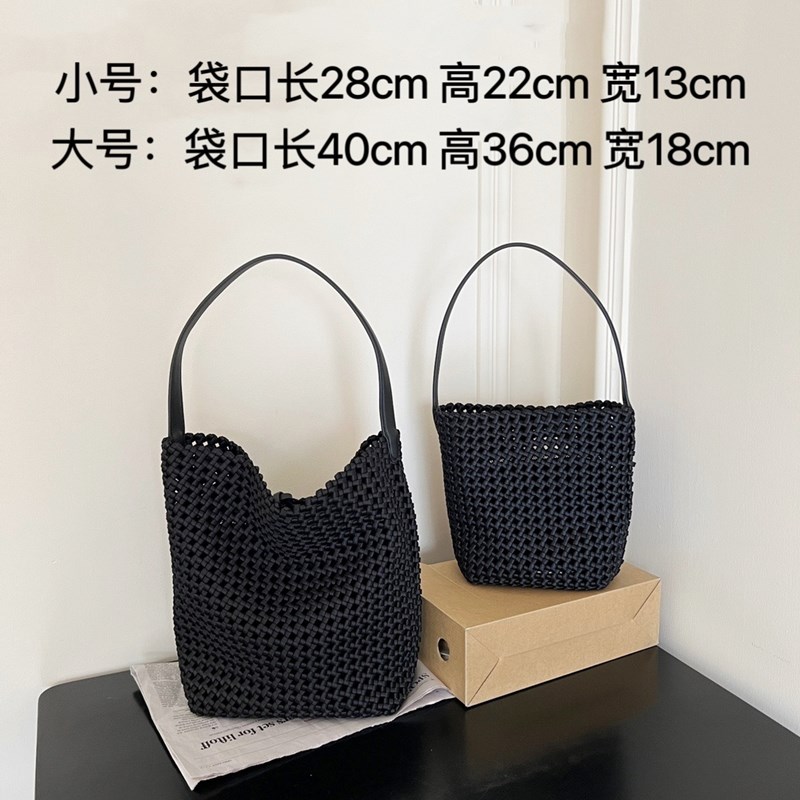 镂空托特包休闲大包2024新款手工编织水桶包欧货大容量单肩腋下包