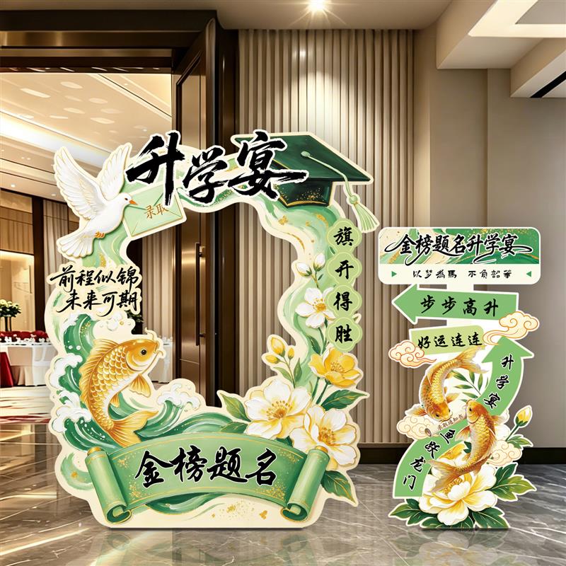 升学宴金榜题名装饰场景布置氛围谢师宴酒店门口拍照相框道具kt板