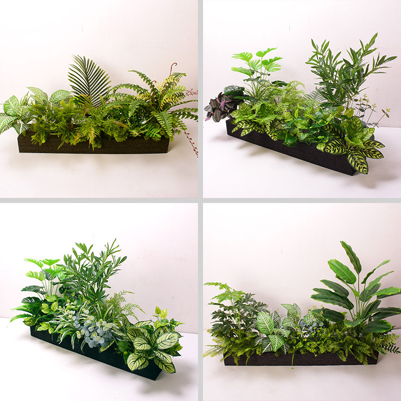 仿真绿植装饰景观隔断造景小草长条室内餐厅美容院绿色塑料小植物