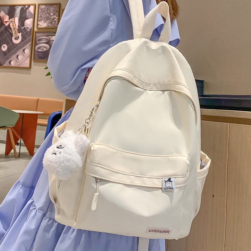 纯色书包女学院风初中生高中生简约休闲揹包大容量小学生双肩包夏