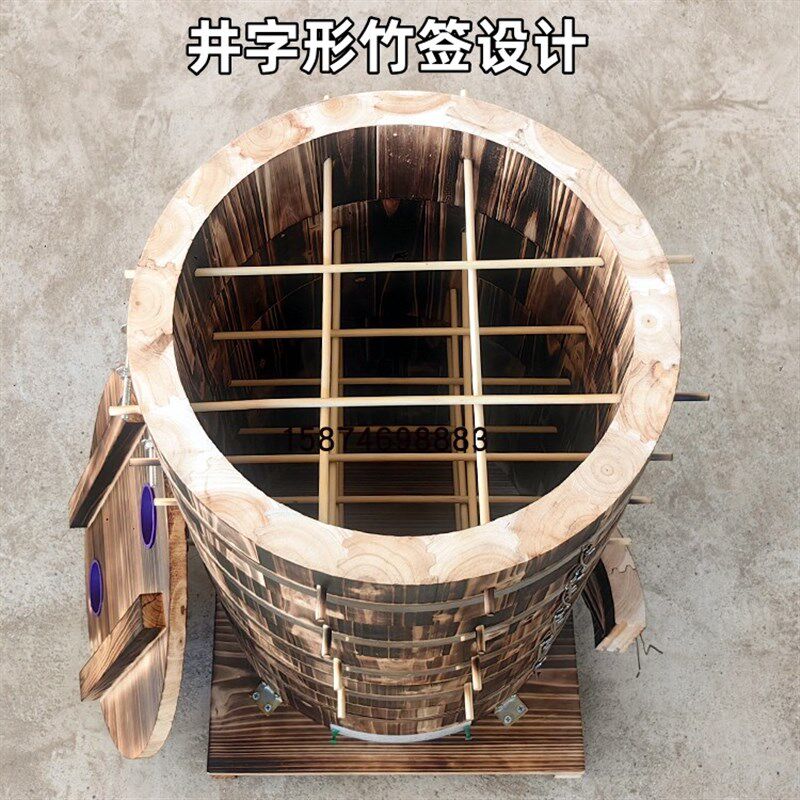 圆桶格子箱土养蜂箱圆木桶蜂箱圆桶蜂箱老式蜂桶圆形杉木格子蜂箱