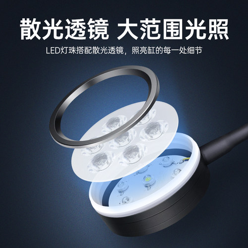 【升级深海UV】海缸灯珊瑚专用全光谱led防水鱼缸海水缸水草夹灯