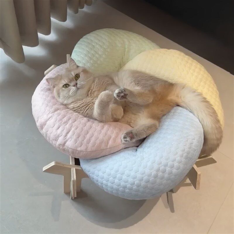 冰豆豆夏季猫窝离地防潮木质猫床宠物床四季通用安全感可拆洗狗窝