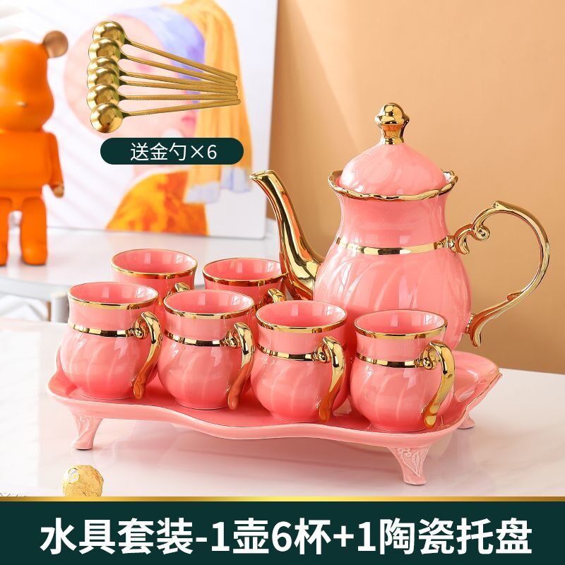 水具套装陶瓷泡茶具家具轻奢下午茶具简约耐高温水壶水杯带托盘