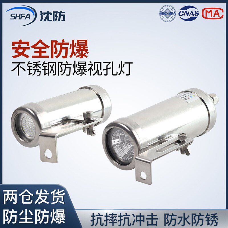 不锈钢防爆视孔灯24V220V防水防尘工业投射灯BSD反应釜视镜灯