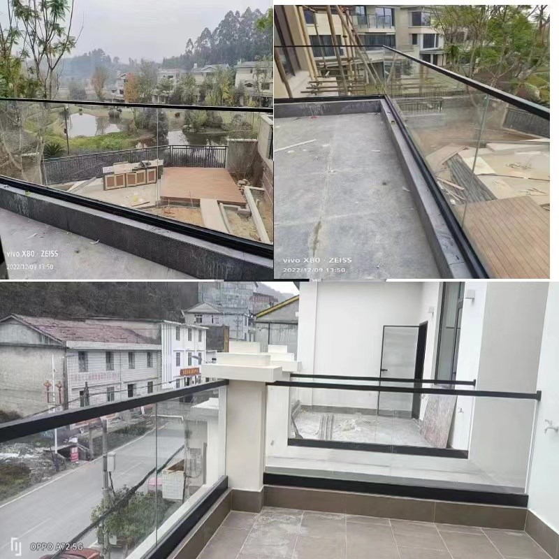 铝合金玻璃扶手地槽护栏卡槽栏杆平台阳台无框轨道u型槽灯带明槽