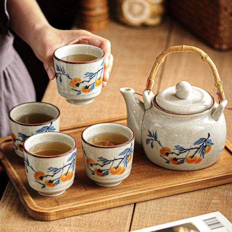 提梁壶耐高温凉茶壶陶瓷茶壶大容量冷水壶茶具泡茶家用冷水壶套装