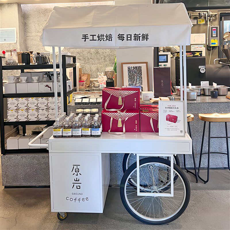 福建制造铁艺花车 移动式摆摊展示车可拆装商业地摊餐车设备