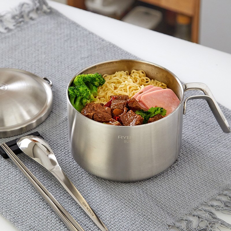 304不锈钢专用泡面碗带盖子饭盒饭碗学生住校食堂打饭用不锈钢饭