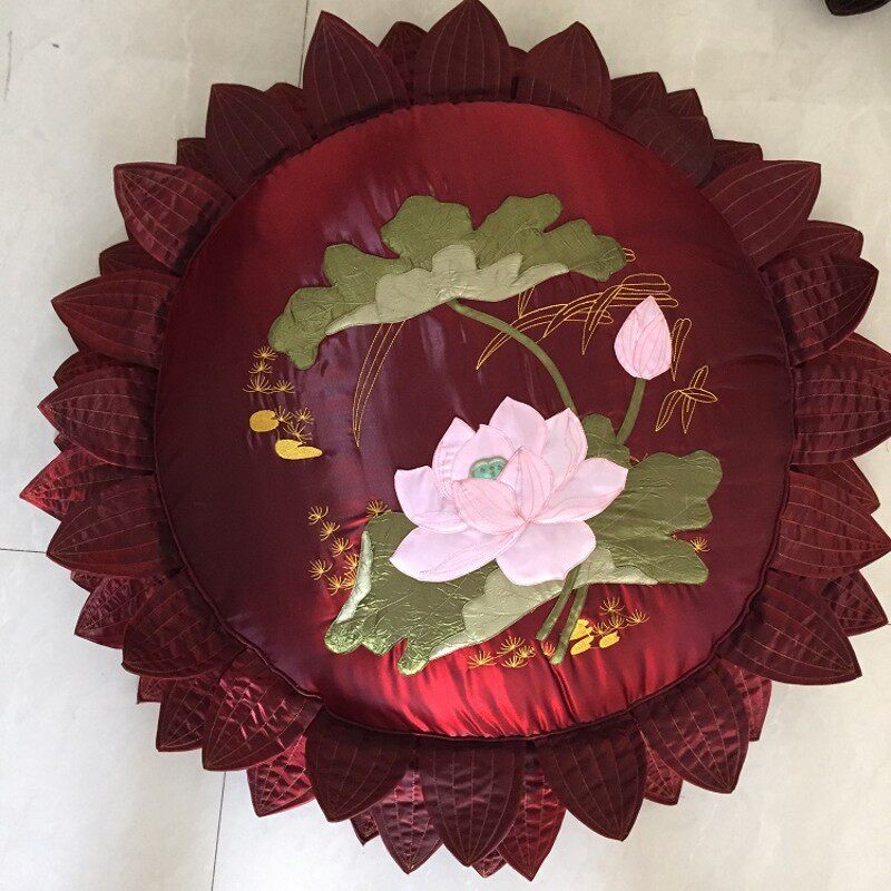 精品绣花莲花拜佛垫打坐垫蒲团诵经垫禅垫跪垫椰丝棕垫拆洗包邮
