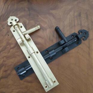 仿古地插销门扣门栓锁扣门闩插销纯铜大门插窗户插销加长中式明装