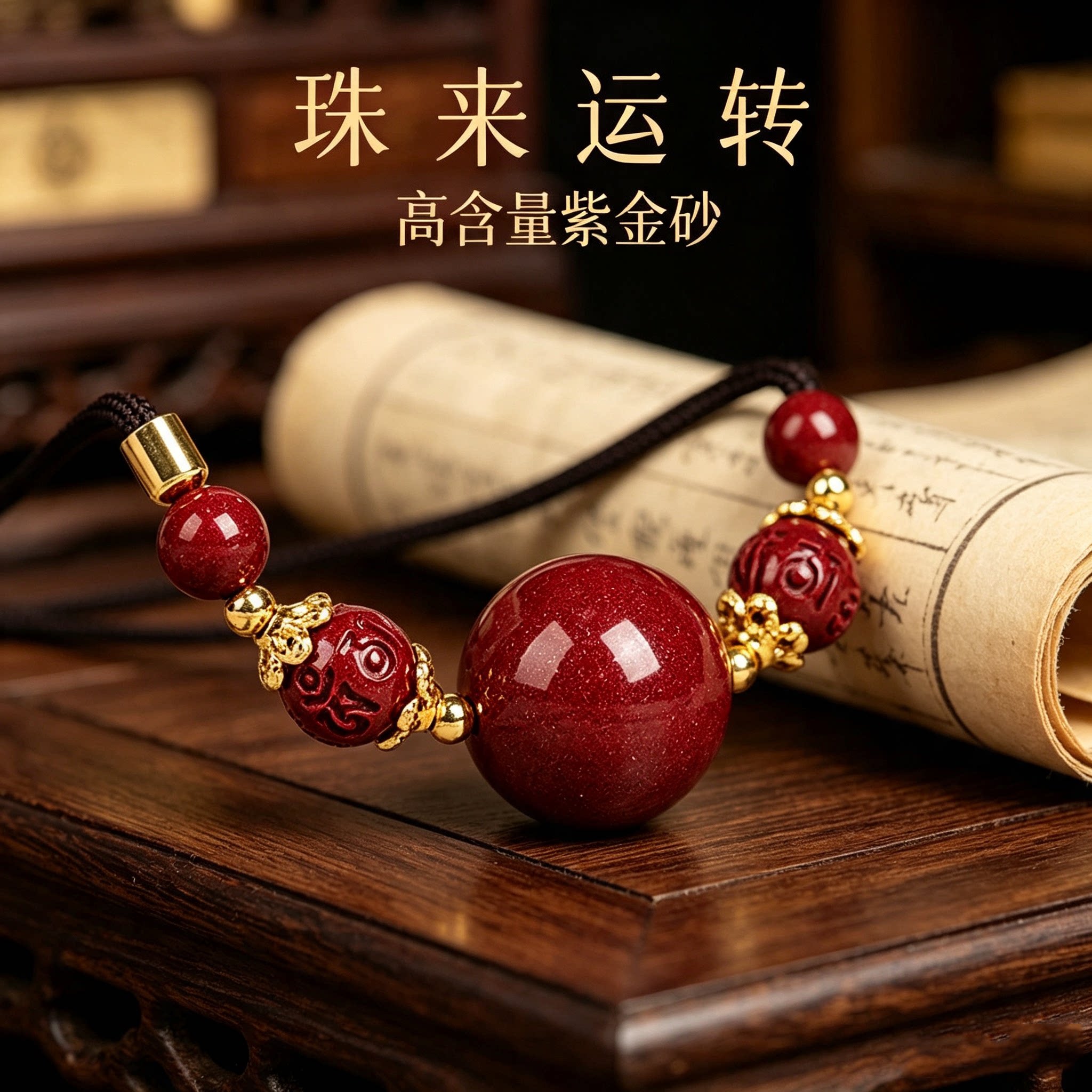 高含量朱砂转运珠本命年女款锁骨