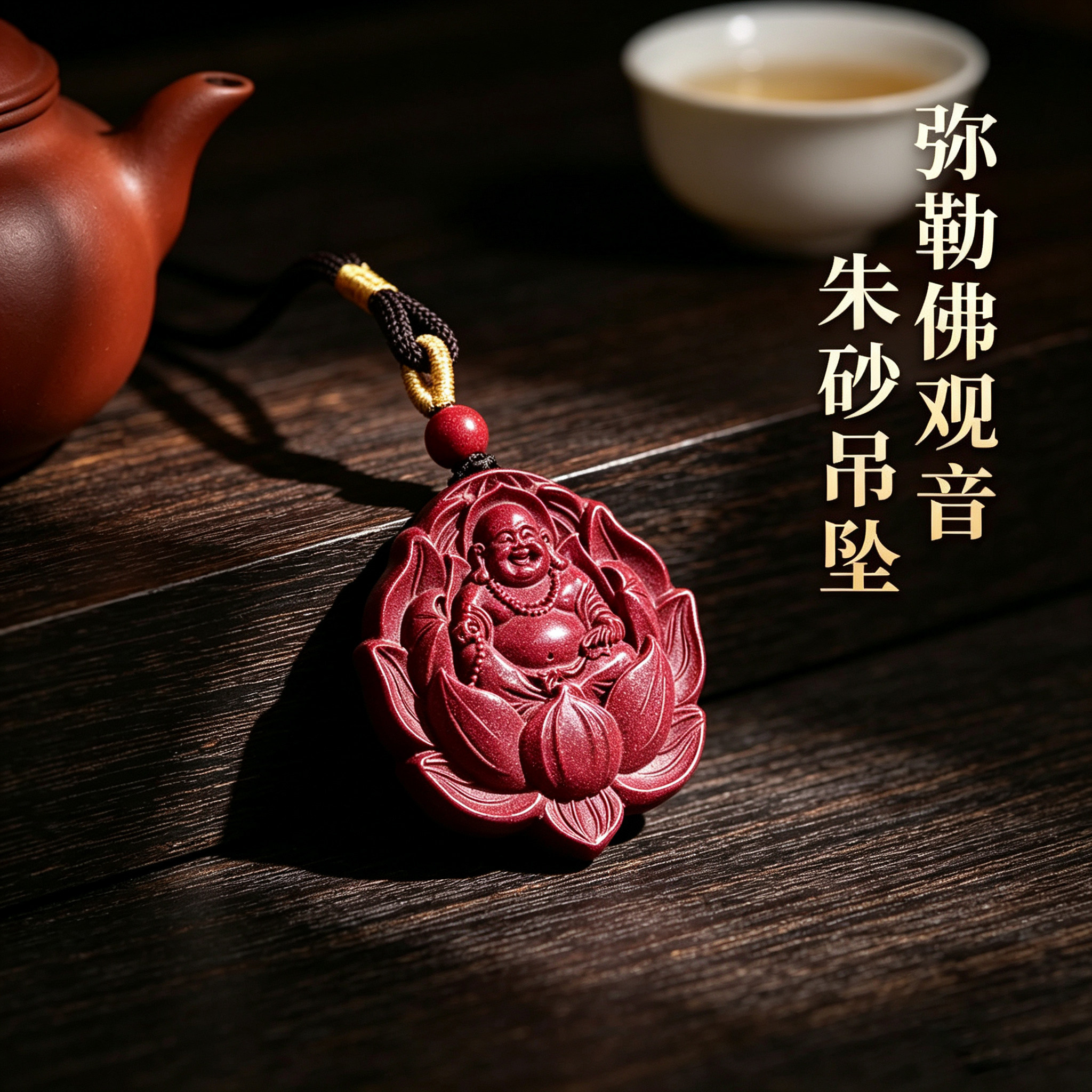 天然朱砂佛像吊坠本命年护身符