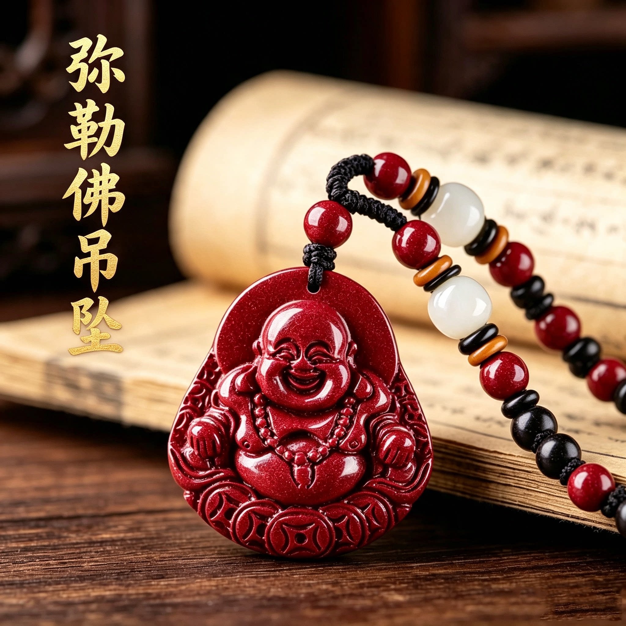 天然朱砂紫金砂佛公吊坠本命年