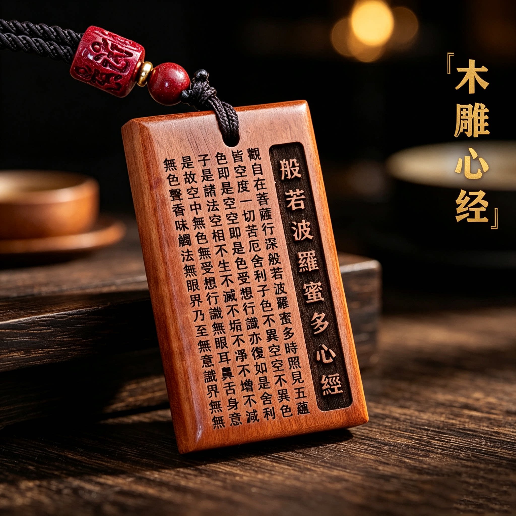 正品老桃木般若心经本命年吊坠