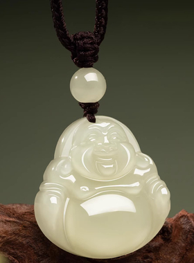 天然玉石弥勒佛吊坠女款儿童宝宝小佛公玉佛牌大肚佛笑佛挂件玉佩