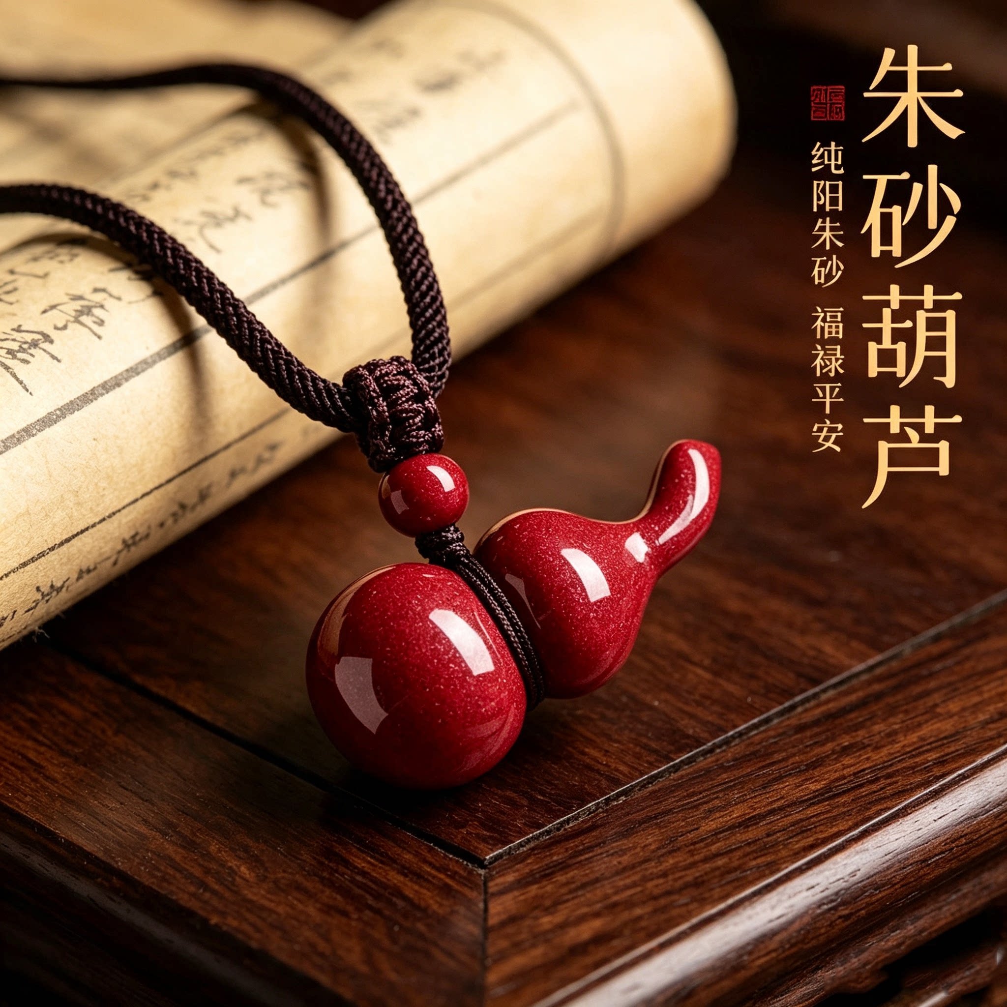 天然朱砂葫芦吊坠本命年转运